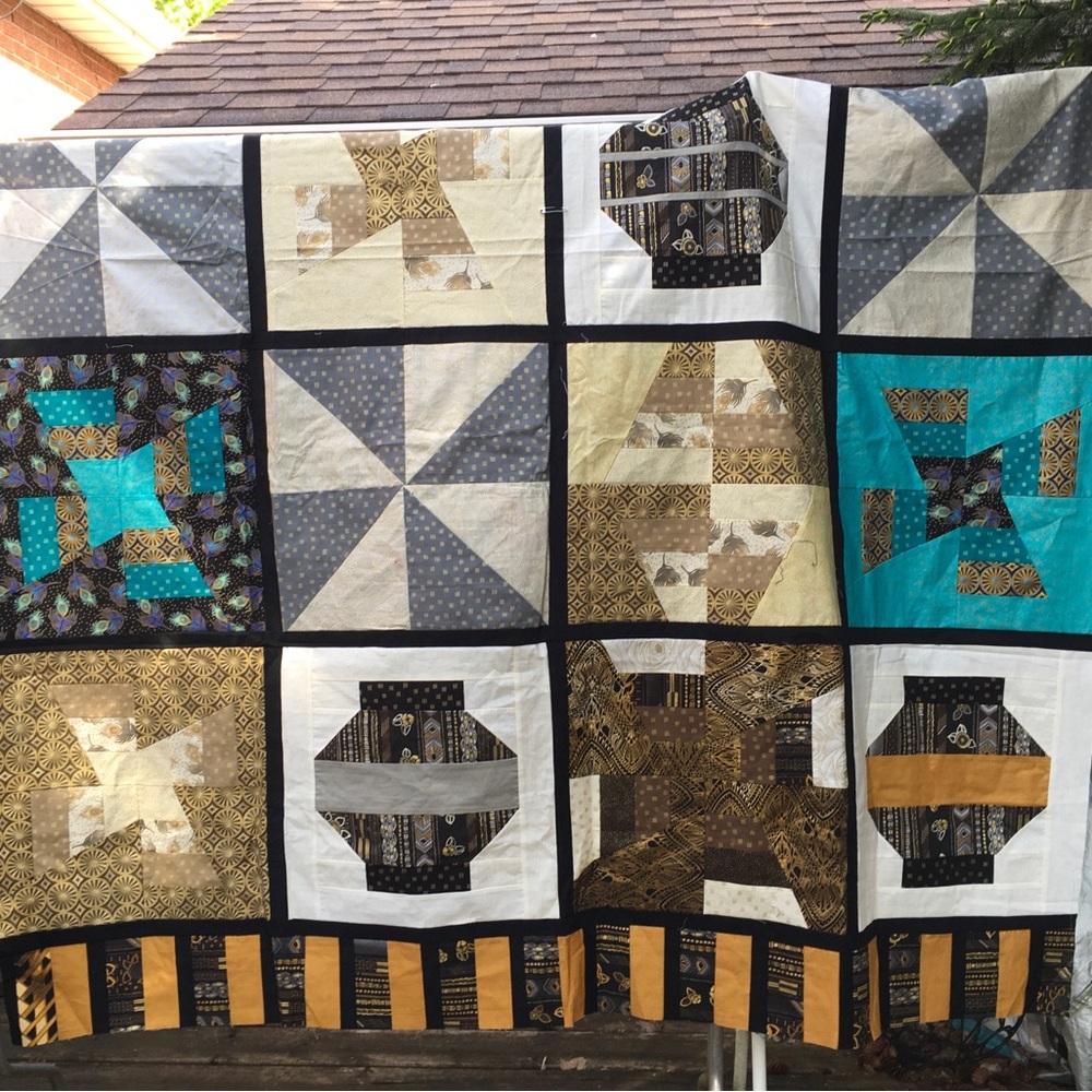 New homemade patchwork cotton quilt top, 64”x90”